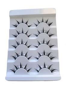 5 对漫画风格假睫毛 | 无残忍仿貂皮材质，纯真诱人的小恶魔风格，戏剧性眼部放大效果，轻巧可重复使用，非常适合角色扮演、派对和日常化妆，让您脱颖而出 - 尖尾漫畫款 - 查看 7