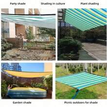 [Colorful Striped Sun Shade Net] 1pc High Density Breathable Colorful Striped Sun Shade Net Durable Plastic Outdoor Shading Fabric For Patio, Picnic, Carport, Garden, Balcony, And Corridor Cooling Canopy - 78.74inch*118.11inch (2m*3m) - View 8