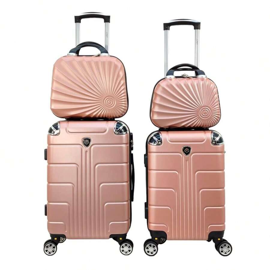 Kit Maleta Para 8 Y 10 Kg + 2 Neceser Sin Documentar Ligera Candado De Configuración Fija Impermeable - Rosa Oxidada - Ver 1
