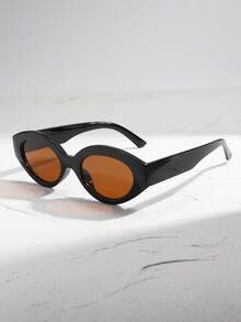 1pc Retro Oval Lip Shaped Fashion Glasses, Fashionable & Slimming Face Design, Suitable For Men And Women - Multicolor - View 7