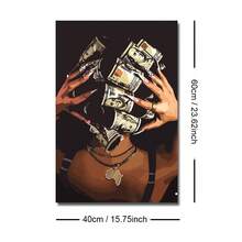 1/3 szt. Nieoprawiony czarny plakat ścienny z motywem kobiety w modzie, pieniądze, wydruk na płótnie, styl pop-art, estetyczny wystrój, obraz do dziewczęcego pokoju, sypialni, salonu, nowoczesnej dekoracji domu