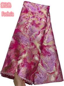 5 yardas de tela de encaje de brocado de organza de alta calidad con patrón de mármol francés de alta gama para fiestas y bodas, en colores verde/morado, estilo africano jacquard de Nigeria