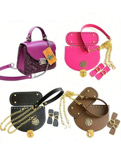 1 Set incluye 5 piezas Kits de fabricación de bolsos de ganchillo DIY, correas para el hombro de cuero artificial, fondo y tapa - Suministros de artesanía de bolsos hechos a mano, herramientas de hardware de alta calidad, kit de herramientas para hacer bolsos de ganchillo, alternativas de moda para bolsos de hombro, bolsos de ganchillo, bolsos tejidos a mano, bolsos, artesanías, bolsos hechos a mano perfectos, alternativas de bolsos DIY o accesorios de ganchillo tejidos a mano