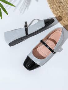 New Mary Jane Flat Shoes For Women - Grey - View 6