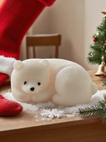 1 pieza Molde de vela de oso polar navideño, resistente al calor, flexible y fácil de limpiar, adecuado para velas aromáticas DIY, piedras de fragancia de yeso, colada de resina y talla grande, multiusos, adecuado para decoración navideña, meditación y decoración del hogar, artesanía de vela festiva navideña para decoración navideña, obra de arte de yeso aromático y cemento, idea de regalo perfecta, decoración navideña para el hogar, decoraciones navideñas, decoración de habitación