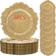 8/24 Pcs Gold Charger Plates 13" - Chargers For Dinner Plates, Irregular Design, Heavy-Duty Plate Gold Charger Bulk, Suitable For Wedding & Party- Stackable - Gold - View 12
