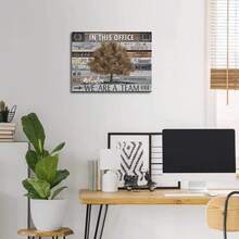 1 peça Arte de escritório vintage Decoração de parede Neste escritório Pôsteres motivacionais Imagem de árvore de bordo marrom impressa em tela Arte de parede inspiradora para decoração de casa, escola, escritório Presentes inspiradores Sem moldura 50x70cm/19,68x27,55 polegadas - Multicolorido - Ver 5