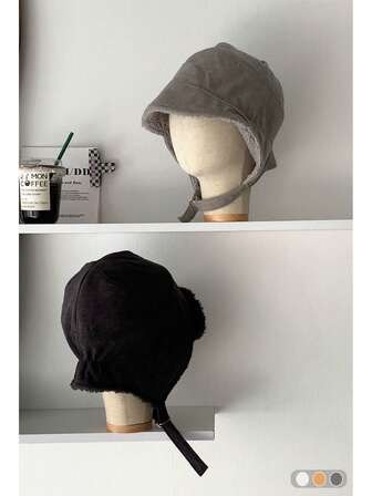 Thermal Lined Corduroy New Plush Anti-Wind Ear Protection Hat, Versatile Warm Korean Style Cute Trapper Hat, Thermal Lined Corduroy Warm Ear Protection Windproof Flight Cap For Women, Autumn/Winter