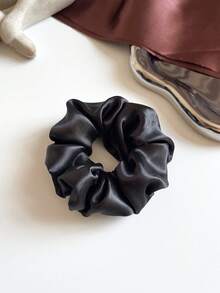 4个/1个装 女士时尚高端缎面发圈 12厘米/4.72英寸，黑色、白色、棕色，优雅纯色闪亮马尾辫发饰，适合日常佩戴，休闲化妆居家健身女士配饰头部饰品