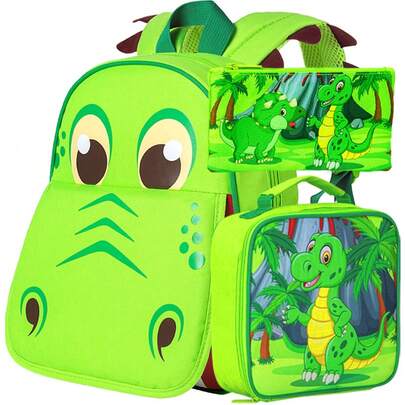 3 Stücke Kleinkind Rucksack für Jungen, 31,8 cm Dinosaurier Schulranzen und Lunchbox Set
