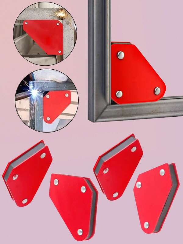 1pc/2pcs/4pcs Red Welding Auxiliary Tool, 9Lb Welding Clamp With Strong Base, Suitable For Precision Welding In Workshop And Studio, Welding Accessory