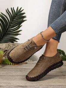 1 Pair Women's Casual Slip-On Shoes, Soft Sole, Non-Slip, Breathable, Suitable For Travel And Vacation - Apricot - View 6