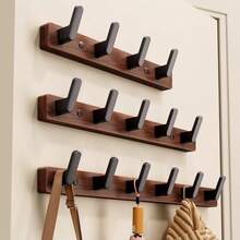 Ganchos de abrigo de madera, perchero para baño, entrada, vestidor - Negro - Ver 3