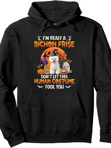 Funny Bichon Frisé Dog Halloween Costume For  Wo Kids Pullover Hoodie - 款式21 - 查看 1