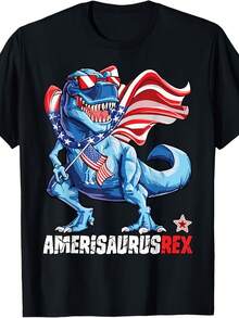 Dinosaur 4th Of July Boys Girls Men Amerisaurus T Rex Funny T-Shirt - 款式14 - 查看 1