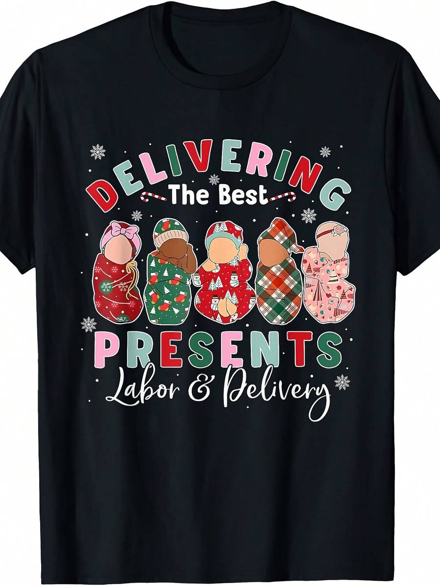 Delivering The Best Presents Labor Delivery Nurse Christmas T-Shirt - Gaya 3 - View 1