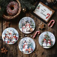 4 piezas/8 piezas Posavasos con tema navideño, almohadillas absorbentes con estampado navideño, tapetes para café, posavasos para cocina, mesa, habitación, decoración de bar, regalos navideños