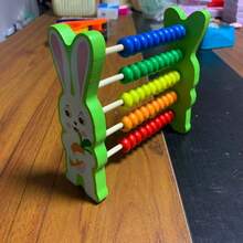 1 pieza Abaco de dinosaurio de dibujos animados y conejo, abaco de madera de 5 cuentas adecuado para el aula, cuentas de colores para matemáticas educativas, herramienta de conteo, regalo educativo de matemáticas preescolares con tabla de multiplicar - Multicolor - Ver 10