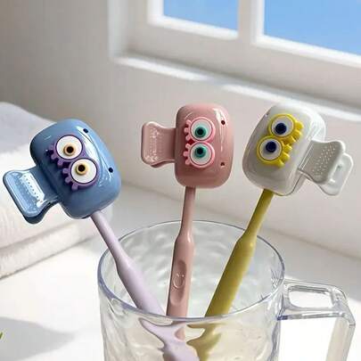 3-In-1 Cute Eyed Toothbrush Holder - Dopamine Color Toothbrush Travel Set - Dust-Proof Toothbrush Protector, Suitable For Home/Travel