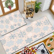 1pc Christmas Snowflake Pattern Floor Mat, Kitchen Floor Protective Pad, Comfortable Standing Mat, Living Room Bedroom Bathroom Laundry Office Area Rug, Home Decor Indoor