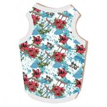 1pc Pet Hawaiian Vest, Animal Style Dog T-Shirt With Floral & Coconut Tree Print, Breathable Dog Vest Suitable For Small To Medium Pets, All Season Beach Dog Clothes