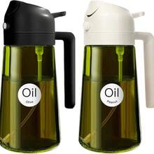 6 Oz/470ml Cooking Oil Mister Sprayer, 2-In-1 Olive Oil Dispenser Bottle, Premium Dark Green Glass Oil Bottle, Suitable For Air Fryer