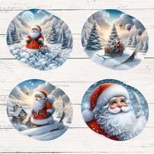 4 piezas/8 piezas Posavasos con tema navideño, almohadillas absorbentes con estampado navideño, tapetes para café, posavasos para cocina, mesa, habitación, decoración de bar, regalos navideños