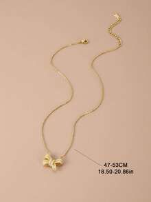 1條不銹鋼蝴蝶結項鍊,精緻女性特殊場合的禮物 - 金黃色 - 查看 3