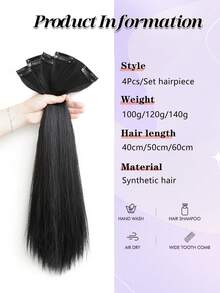 2PCS/Pack Straight Hairpiece Clip In Hairpieces Brown Blonde Black 10cm/20cm/30cm/40cm Adding Extra Volume Synthetic Hair Extensions For Women With Thinning Hair Add Volume Invisible Seamless Hair Pads Fluffy Pad Hairpiece - Multicolor - View 2