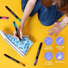 Marcadores Acrlicos, 10 Piezas, Punta Fina de 5 mm, con Agitador Interno. Tinta Permanente para Manualidades: Vidrio, Madera, Tela, Piedra, Plstico, Papel. Secado Rpido y Colores Vivos - inicial - Ver 6