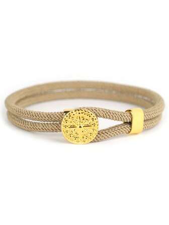 diffone Fashion Handmade 4mm Rope Simple Rope Bracelet Charms Gold Color Compass Accessories Bracelet For Men Armband Jewelry