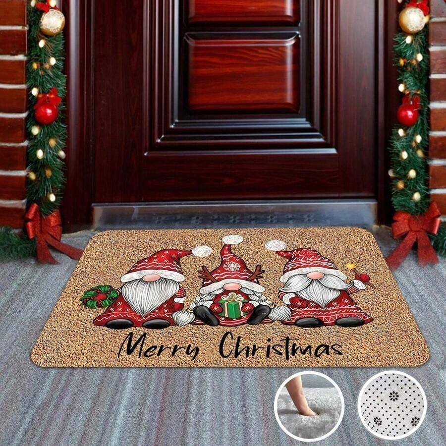 1pc Christmas Themed Door Mat, Non-Slip, Washable, Winter Doormat For Indoor And Outdoor Entrance Decoration