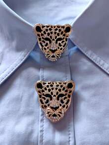 2 件衬衫纽扣套豹纹袖扣套花朵袖扣夹纽扣适用于礼服婚礼礼服装饰纽扣服装配饰礼品