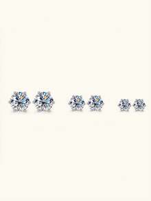 2 chiếc bông tai đinh tán vàng vàng 925 Moissanite bạc tối giản 6 chấu, thích hợp cho trang phục hàng ngày của phụ nữ, tiệc tùng, bãi biển, kỷ niệm ngày cưới, quà tặng trang sức sinh nhật - Bạc - Xem 7