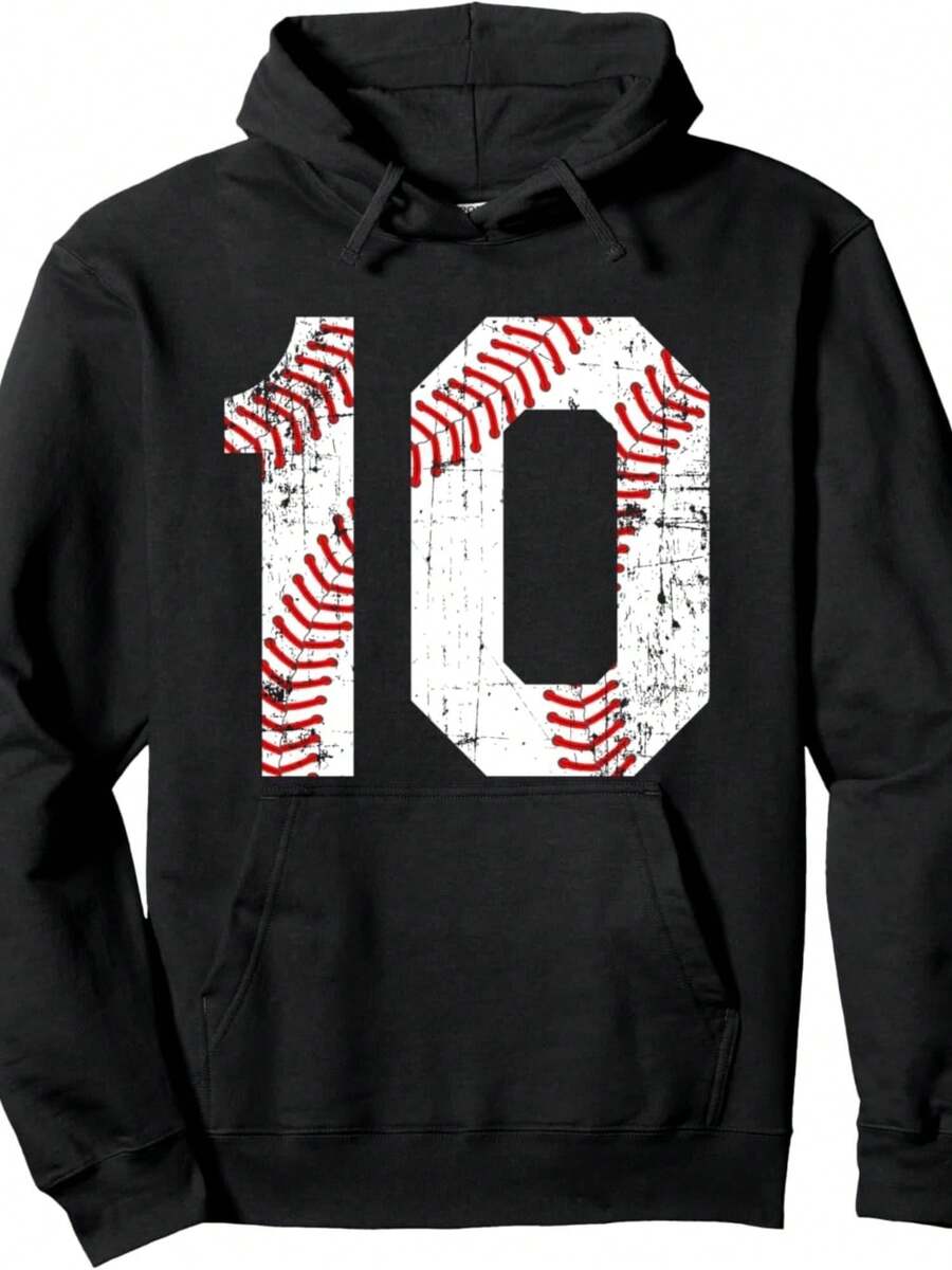 Vintage Baseball 10 Jersey Number Pullover Hoodie - 款式30 - 查看 1