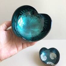 1 pieza Artesanía de cáscara de coco hecha a mano, bandeja de exhibición de joyería, bandeja organizadora para sala de estar/escritorio, bandeja con forma de corazón, bandeja de plantas de cáscara de coco natural