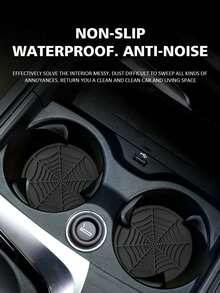 1pc/2pcs Car Cup Holder Anti-Slip Mat, Creative Spider Web Design Anti-Slip Round Car Cup Coaster, Universal - Coasters - Spider Design 2pcs - View 1