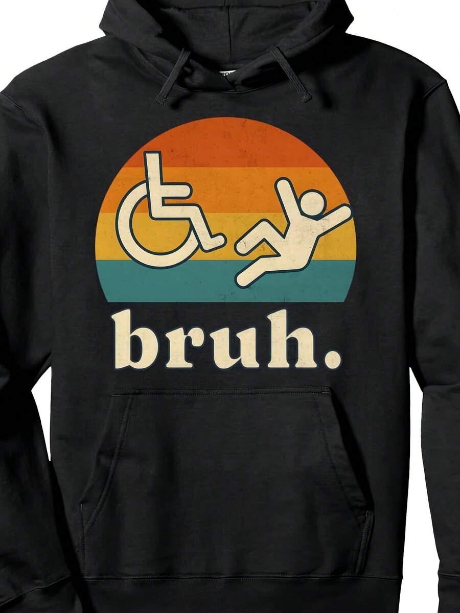 Bruh Funny Wheelchair Handicap Humor Disabled Relatable Pullover Hoodie - 款式5 - 查看 1