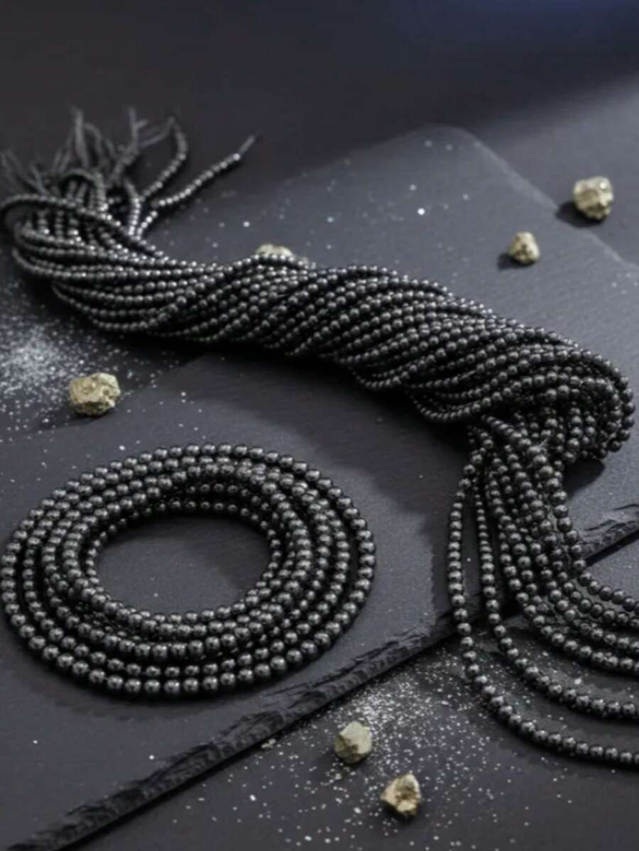 Piedra natural Onyx Lustrada para Bisuteria 1 Tira - Negro - Ver 1