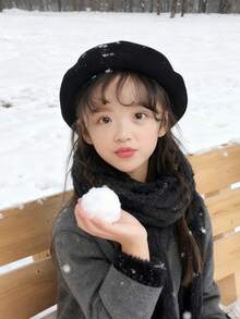 Ages 3-8 1PC Kids Solid Retro Beret Hat, Unisex Cute Fashion Artist Cap For Spring & Autumn Toddler Girls Boys Outdoor Daily Use-Christmas Beret-Suitable For Christmas Party Outfits