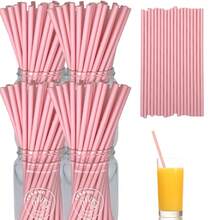 25/100 قطعة من قش الورق القابل للتخلص منه اللون الوردي النقي، بحجم 6*197 مم | أكثر ملاءمة لحفلات الزفاف وحفلات الخطوبة وعيد الحب وديكور القهوة/العصير ، قش للزفاف/ديكورات عيد الميلاد - وردي - مشاهدة 10