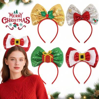 Christmas Headband Women Christmas Headband Christmas Costume Christmas Bow Tie Decoration Headband, Christmas Party Outfit Photo Prop Red Bow Tie Bow Headband Friends Christmas Costume