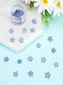 50 Natural Forget-Me-Not Dried Flowers, Real Flowers, For Accessories, Candle Making, Card Making, DIY Resin Decorations, Nail Art Decorations - Blue - View 8