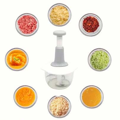Multifunctional Manual Food Processor - Stainless Steel Vegetable Grinder, Garlic Grinder, And Meat Grinder - Easy To Clean, Suitable For Home Kitchens And Outdoor Camping