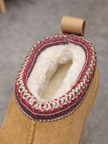 1 Pair Girls Snow Boots, Faux Thermal Lined, Warm For Winter - Khaki - View 6