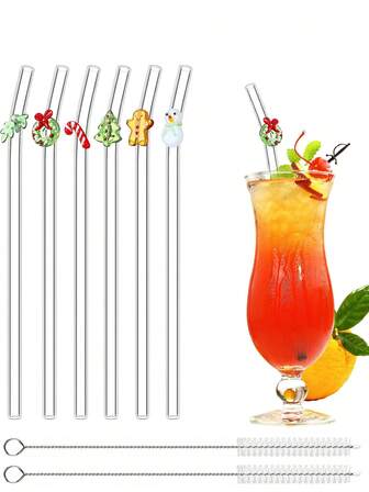 4 Pcs Boba Straw Glass Smoothie Straw Reusable Drinking Straw, Reusable Glass Clear Boba Straws And Brush, 14mm X 215mm Long Extra Wide Drinking Smoothie & Bubble Tea Straws, Vegetable Salad & Milkshake Straws