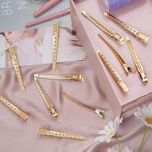 24 Packs Of Duck Bill Clips, Bantoye 3.5-Inch Anti-Rust Metal Crocodile Curly Clips With Hole Hair Styling, Dyed Hair, Silver - 霧面金 - 查看 6
