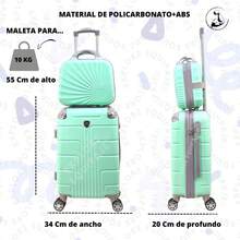 10kg 20-Inch Suitcase + Toiletry Bag Undocumented Lightweight Durable Carry-On Waterproof - Mint Blue - View 3