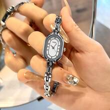 1pc Women's Retro Oval Dial Quartz Watch, Arabic Numeral Markers, Suitable For Daily Wear, Parties, And As A Gift - Gold - View 3