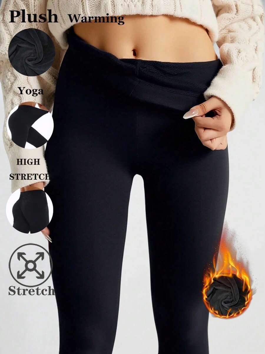 1 Packung Damen Thermoleggings mit Futter, dicke schwarze Leggings, weich und hochelastisch für Zuhause, Yoga, Formung, Outdoor, Einkaufen, Reisen, Arbeit, Gym-Training, Herbst/Winter